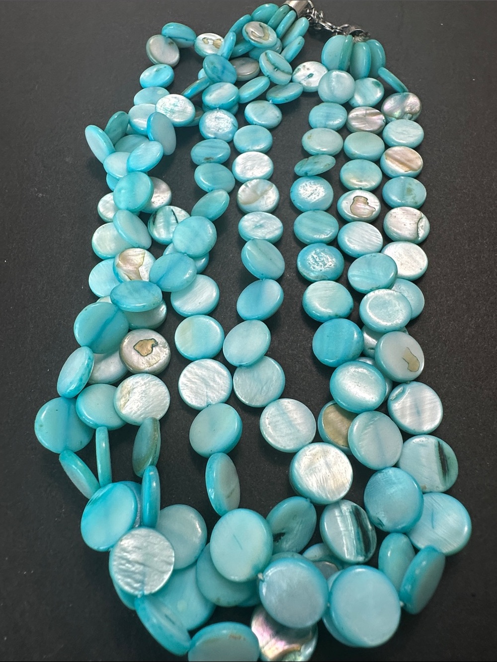 Turquoise Multi-Strand Shell Disc Necklace - Picture 2 of 3